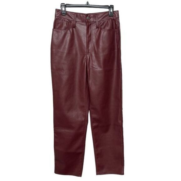 New Madewell The Plus Perfect Vintage Straight Jean Faux Leather in Cabernet 27 - Picture 7 of 14
